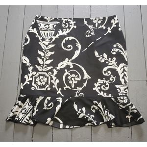 White House Black Market Black and White Midi Skirt